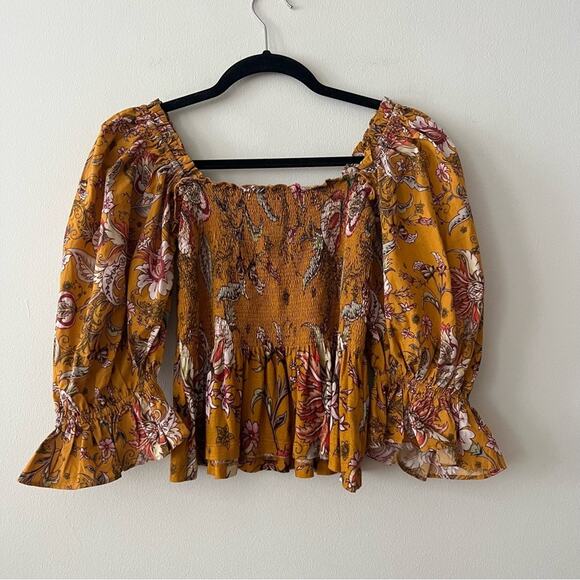 Anthropologie Conditions Apply Smocked Sweetheart Blouse - Picture 2 of 6